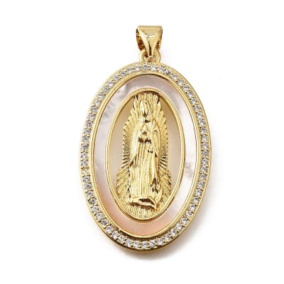 COLGANTE B/O VIRGEN MARIA OVALDO CON BORDE DE NACAR Y CIRCONES 32.5x20x2.5MM1