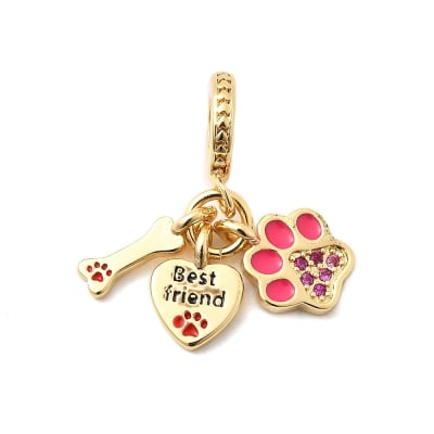 CHARM B/O CORAZON BEST FRIEND, HUESITO Y HUELLITA 26MM