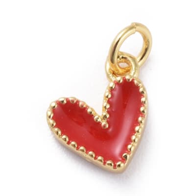 COLGANTE B/ORO CORAZON PEQ. ESMALTADO ROJO 9X7MM