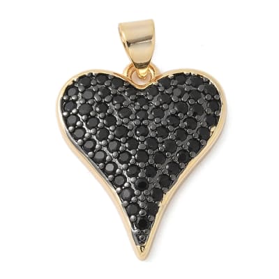 COLGANTE B/O CORAZON NEGRO CON ZIRCONES 21x17x3MM1