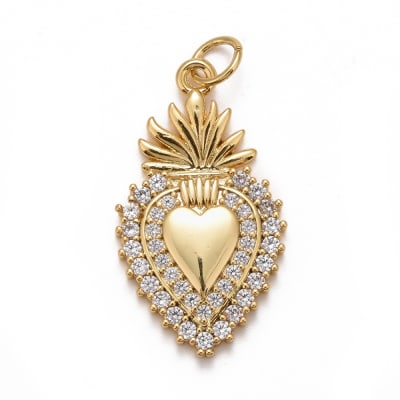 COLGANTE B/O SAGRADO CORAZÓN CON CIRCONES 25.5x14.5x3MM1