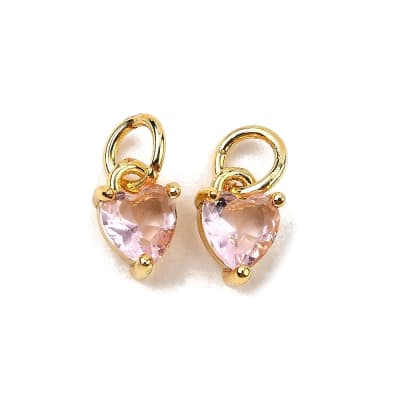 COLGANTE B/ORO CORAZON DE ZIRCON ROSA PERLA 8X5MM