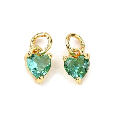 COLGANTE B/ORO CORAZON DE ZIRCON VERDE AGUA 8X5MM