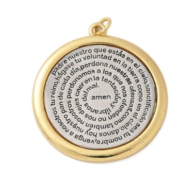 COLGANTE B/ORO Y PLATINO PADRE NUESTRO 38.5x32x3MM1