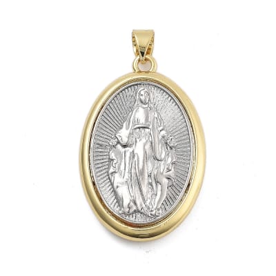 COLGANTE B/O Y B/PLATINO VIRGEN MARIA 30.5x20x5.5~6.5MM1