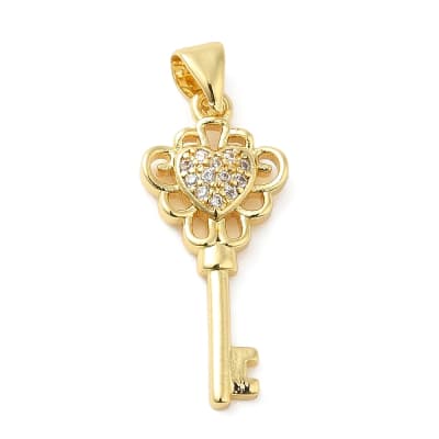 COLGANTE B/O 18K LLAVE CORAZON CON ZIRCONES 25x11x4mm