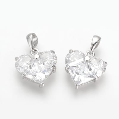 COLGANTE B/PLATINO CORAZON ZIRCON GRANDE 14.5x14x5MM