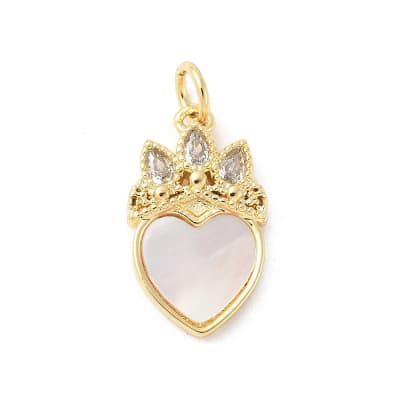 COLGANTE B/O CORONA DE CORAZON CON NACAR Y ZIRCONES 18x10.5x3MM
