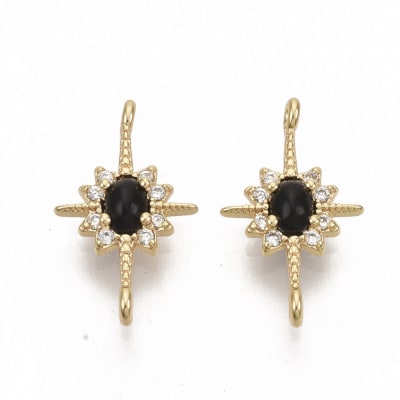 CONECTOR B/O ESTRELLA GUIA NEGRA CON CIRCONES 16.5x9.5x3MM