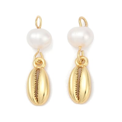 COLGANTE B/ORO PERLA NATURAL CON CARACOL PEQUEÑO 23.5x6.5x5.5MM