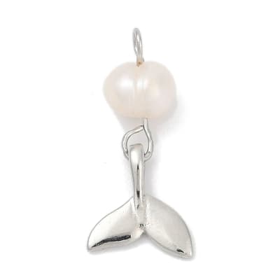 COLGANTE B/PLATINO PERLA NATURAL CON COLA DE SIRENA 21.5x9.5x5MM1