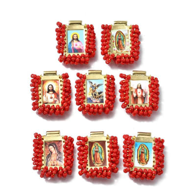 COLGANTE B/O PASADOR RELIGIOSOS CON MOSTACILLAS ROJAS