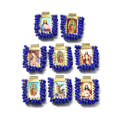 COLGANTE B/O PASADOR RELIGIOSOS CON MOSTACILLAS AZUL