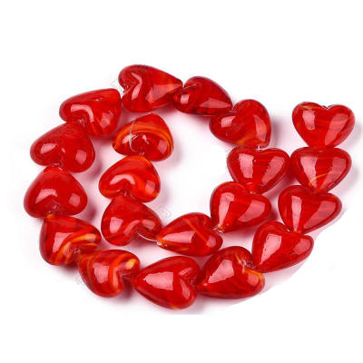 PASADOR CORAZON MURANO INFLADO ROJO RAYADO 20x20x12MM