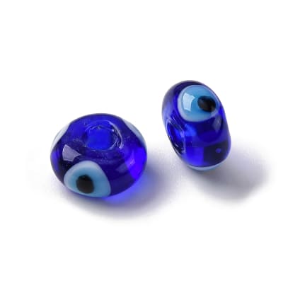 PASADOR DE MURANO OJO AZUL 9~10x6MM, AGUJERO: 3MM1
