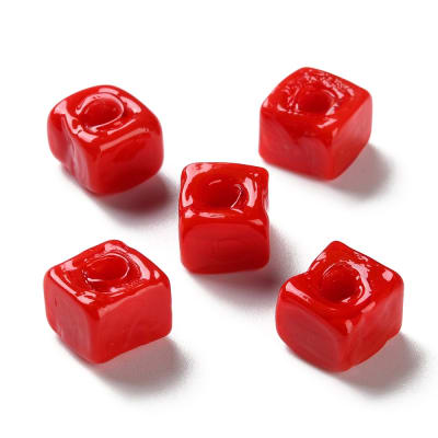 PASADOR CUADRADO MURANO ROJO 9.5~11.5x10~12x8~8.5MM