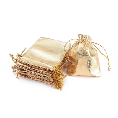 BOLSAS DE ORGANZA DORADO METALIZADO 12X9CM 10UND