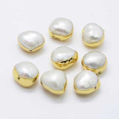 PASADOR PERLA IND. DE RIO IRREGULAR BORDE BAÑADO DE ORO 10~12x10~13x6~9MM2