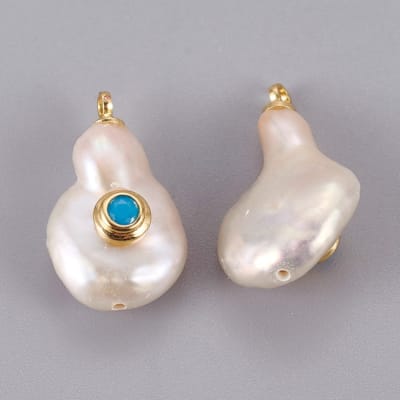 COLGANTE B/O PERLA NATURAL CON ZIRCON AZUL CIELO 16~22.5x10~14MM