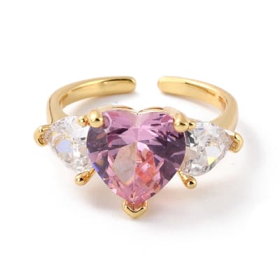 ANILLO AJUSTABLE B/O TRIPLE CORAZON ROSADO