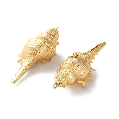 COLGANTE CONCHA DE CARACOL NATURAL DORADO GALVANIZADO 52~70x26~29x21~24MM