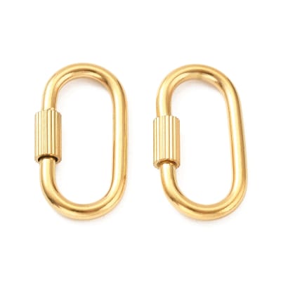 BROCHE DE ROSCA ACERO INOX. B/O 18K 32x16.5x3mm