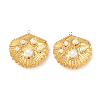 COLGANTE ACERO INOX CON B/O CONCHA DE MAR CON PERLAS 26.5x26x7mm1