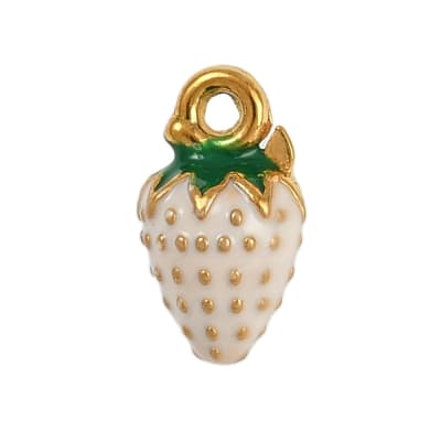 COLGANTE ACERO INOX DORADO. FRESA ESMALTADO BLANCO 11x6MM1