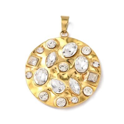 COLGANTE ACERO INOX DORADO CIRCULO CON ZIRCONES INCRUSTADOS 38x34.5x5mm1