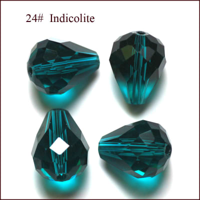 CRISTAL DETALLADO GOTA CYAN OSCURO IMITACION SWAROSKY 8x10MM