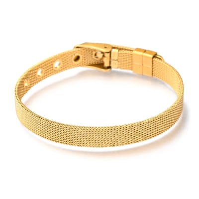 BRAZALETE ACERO INOX. DORADO CORREA 10MM 21.5CM1