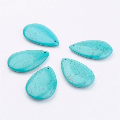 PIEDRA NATURAL TURQUESA TEÑIDO HOWLITE GOTA 53x34x10MM1