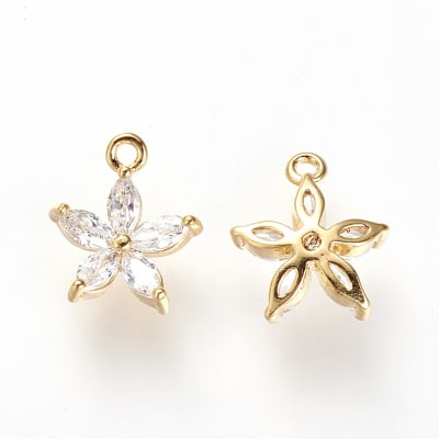 COLGANTE B/O FLOR 5 PETALOS CON ZIRCONES  11x9x3MM