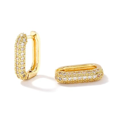 ARO LISTO B/O ARGOLLA OVALADA CON ZIRCONES 17x12mm