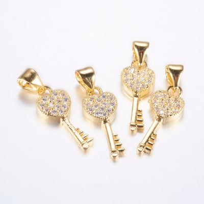 COLGANTE B/O CON ZIRCONES LLAVE CORAZON 18X7MM