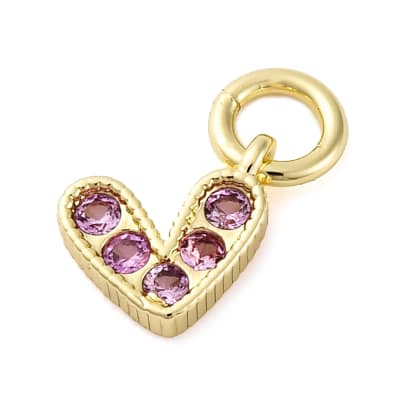 COLGANTE B/ORO MINI CORAZON ZIRCON ROSA BRUMOSA 6X8MM