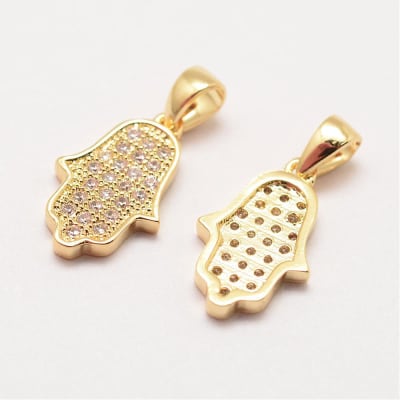 COLGANTE B/O MANO DE FATIMA CON ZIRCONES 14x9x2MM
