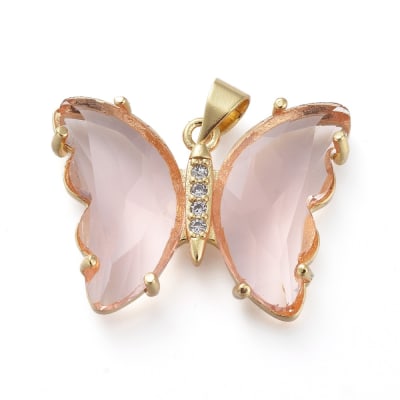 COLGANTE B/O MARIPOSA DE CRISTAL BRUMOSA ROSA CON ZIRCON 20x26.5x5MM1