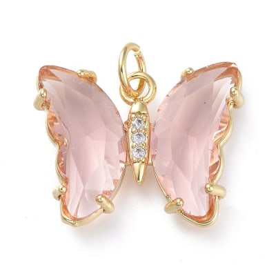 COLGANTE B/O MARIPOSA DE CRISTAL BRUMOSA ROSA 15x19x4.5MM1