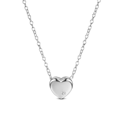 CADENA LISTA PLATA 925 CORAZON ZIRCON 40CM