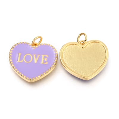 COLGANTE B/O ESMALTADO LOVE LILA 20X18MM