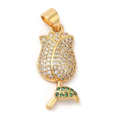 COLGANTE B/O ROSA CON ZIRCONES 23X10MM