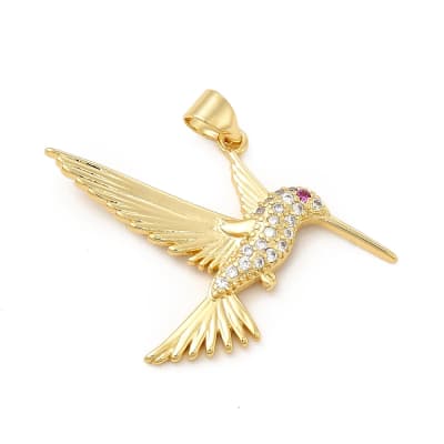 COLGANTE B/ORO COLIBRI CON ZIRCONES 34X25MM1