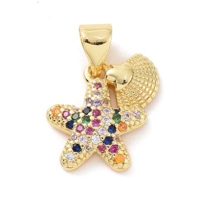 COLGANTE B/O ESTRELLA Z/COLORES Y CONCHA DE MAR 13MM1