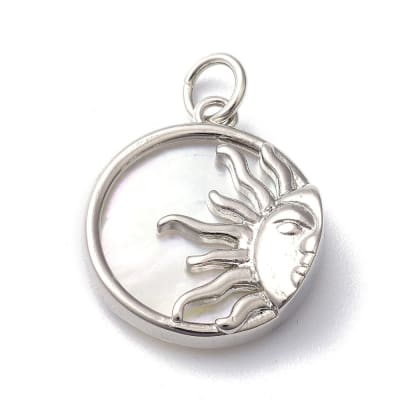 COLGANTE B/PLATINO SOL CON BASE DE NACAR 18X16MM