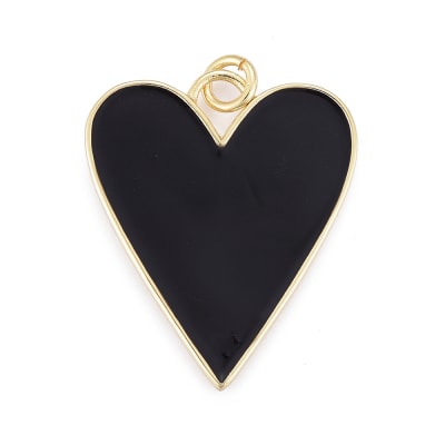 COLGANTE B/ORO CORAZON ESMALTADO NEGRO 27X22MM1