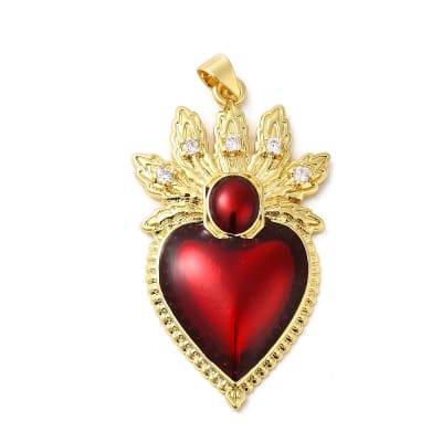 COLGANTE B/O CORAZON ESMALTADO ROJO ESPIGAS CON ZIRCON 40.5X23.5MM1