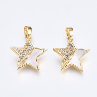 COLGANTE B/O ESTRELLA DE NACAR Y ZIRCONES 18X16MM