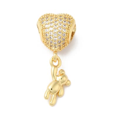 PASADOR B/ORO CORAZON ZIRCON COLGANTE OSO 28X12MM