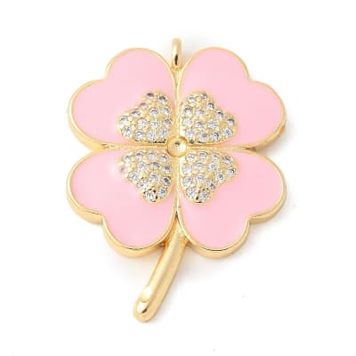COLGANTE B/O TREBOL ROSA CON ZIRCONES 27X20MM1
